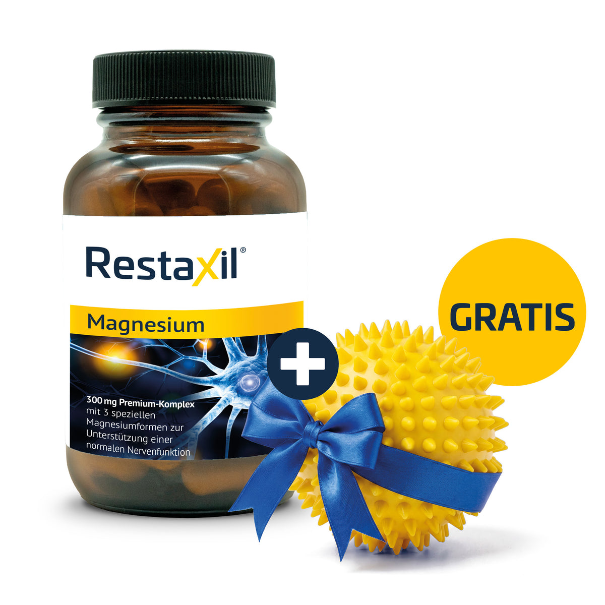 Restaxil Magnesium Premium-Komplex mit Gratis-Massageball als Zugabe
